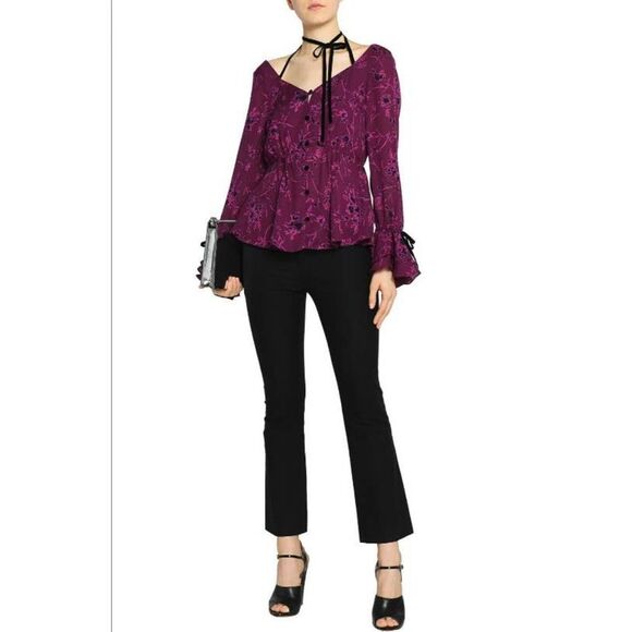 CINQ A SEPT 100% silk Mabel Top purple long sleeve blouse top long sleeve sz xs - Picture 4 of 12